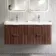Cadiz Fluted Apex Walnut Wall Hung Double Basin Drawer Vanity 1200mm - Chrome Handles