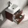 Cadiz Fluted Apex Walnut Wall Hung Drawer Vanity with Marble Top & Marin Basin 600mm - Black Accents
