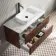 Cadiz Fluted Apex Walnut Wall Hung Drawer Vanity Marble Top & Marin Basin 1000mm - Black Accents