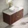 Cadiz Fluted Apex Walnut Wall Hung Vanity Marble Top & Reno Basin 1000mm - Brushed Brass Accents