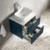 Cadiz Fluted Navy Blue Wall Hung Drawer Vanity with Marble Top & Marin Basin 600mm - Chrome Handles