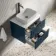 Cadiz Fluted Navy Blue Wall Hung Drawer Vanity Marble Top 600mm (Excludes Basin) - Black Accents