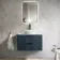 Cadiz Fluted Navy Blue Wall Hung Drawer Vanity with Marble Top & Nevis Basin 800mm - Black Accents