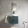 Cadiz Fluted Mystic Green Wall Hung Drawer Vanity Marble Top & Nevis Basin 600mm - Black Accents