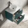 Cadiz Fluted Mystic Green Wall Hung Drawer Vanity Marble Top & Nevis Basin 600mm - Black Accents