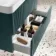 Cadiz Fluted Mystic Green Wall Hung Basin Drawer Vanity 800mm - Black Accents