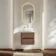 Jerez Black Walnut Wall Hung Drawer Vanity with Marble Top & Curved Basin 600mm