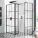 Munich Matt Black Grid 8mm Walk In Shower Enclosure 1000mm & 800mm Glass with Pivotal Return Panel