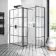 Munich Matt Black Grid 8mm Walk In Shower Enclosure 1200mm & 800mm Glass with Pivotal Return Panel