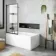 Dover 1600x750 Keyhole Shower Bath & 6mm Easy Clean Matt Black Framed Bath Screen