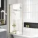 Abingdon 1500 Roll Top Shower Bath - Brushed Brass Ball Feet & 6mm Brushed Brass Bath Screen