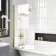 Abingdon 1700 Roll Top Shower Bath - Brushed Brass Ball Feet & 6mm Brushed Brass Bath Screen