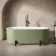 Shore 1700 Matt Green Freestanding Bath - Matt Black Feet