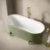 Shore 1700 Matt Green Freestanding Bath - Gold Feet