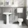 Hudson Traditional Close Coupled Toilet With Low-Level Cistern & Pedestal Basin Set Double Tap Hole