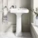 Hudson Traditional High-Level Toilet With Graphite Grey Seat & Pedestal Basin - Double Tap Hole