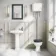 Hudson Traditional High-Level Toilet With Inky Blue Seat & Pedestal Basin - Double Tap Hole