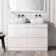 Trent Gloss White Double Vanity Drawer with Marble Top & Curved Counter Top Basin 1200mm