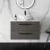 Elba Graphite Grey Wall Hung Vanity Marble Top & Oval Counter Top Basin 800mm - Black Accents
