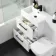 Avon Gloss White Combination Basin Drawer and Atlanta Toilet 1100mm - Black Accents - Left Handed