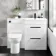 Avon Gloss White Combination Basin Drawer and Aruba Toilet 1100mm - Black Accents - Right Handed