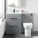 Avon Stone Grey Combination Basin Drawer and Aruba Toilet 1100mm - Black Accents - Left Handed