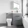 Avon Stone Grey Combination Basin Drawer and Atlanta Toilet 1100mm - Black Accents - Right Handed