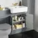 Monaco Dove Grey Basin Vanity and Back To Wall Toilet Unit 1200mm (No Toilet) - Brass Accents