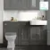 Monaco Graphite Grey Basin Vanity and Toilet Unit 1500mm (No Pan & Cistern) - Brushed Brass Accents