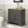 Lucia Graphite Grey Vanity with Oak Effect Top & Round Counter Top Basin 840mm - Brass Accents