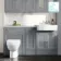Monaco Dove Grey Vanity Basin with Marble Top and Seattle Toilet 1500mm - Brushed Brass Accents