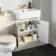 Monaco Chalk White Vanity Basin and Hudson Toilet with Wooden Seat 1200mm - Brushed Brass Accents