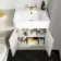 Monaco Chalk White Vanity Basin and Hudson Toilet with Wooden Seat 1200mm - Brushed Brass Accents