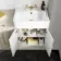 Monaco Chalk White Vanity Basin and Hudson Toilet with Wooden Seat 1500mm - Brushed Brass Accents