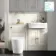 Monaco Chalk White Vanity Traditional Basin and Boston Toilet 1200mm - Brushed Brass Accents