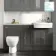 Monaco Graphite Grey Vanity Traditional Basin Marble Top and Seattle Toilet 1500mm - Brass Accents