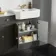 Monaco Graphite Grey Vanity Traditional Basin Marble Top and Seattle Toilet 1500mm - Brass Accents