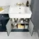 Monaco Inky Blue Vanity Basin with Marble Top and Boston Toilet 1500mm - Brushed Brass Accents