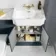 Monaco Inky Blue Vanity Traditional Basin with Marble Top & Atlanta Toilet 1200mm - Brass Accents