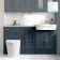 Monaco Inky Blue Vanity Traditional Basin with Marble Top and Boston Toilet 1500mm - Brass Accents