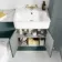 Monaco Midnight Green Vanity Basin with Marble Top & Boston Toilet 1200mm - Brushed Brass Accents