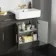 Monaco Graphite Grey Vanity Basin and Hudson Toilet with Wooden Seat 1500mm - Brass Knurled Handles