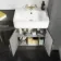 Monaco Graphite Grey Vanity Basin and Hudson Toilet with Wooden Seat 1500mm - Brass Knurled Handles