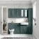 Monaco Midnight Green Vanity Traditional Basin and Hudson Toilet 1500mm - Knurled Handles