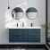 Crete Fluted Navy Blue Wall Hung Double Basin Drawer Vanity 1200mm