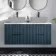Crete Fluted Navy Blue Double Wall Hung Vanity Marble Top 1200mm - Excludes Counter Top Basin