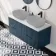 Crete Fluted Navy Blue Double Wall Hung Vanity Marble Top 1200mm - Excludes Counter Top Basin