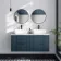 Crete Fluted Navy Blue Double Wall Hung Drawer Vanity with Marble Top & Curved Basin 1200mm