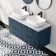 Crete Fluted Navy Blue Double Wall Hung Drawer Vanity with Marble Top & Curved Basin 1200mm