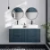 Crete Fluted Navy Blue Double Wall Hung Drawer Vanity with Marble Top & Marin Basin 1200mm